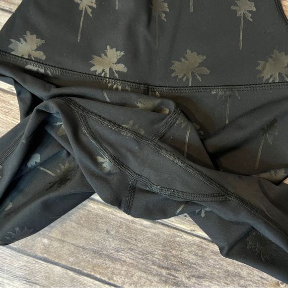 Spiritual Gangster Intent High Waist Leggings - Black Palm Trees Size XS - Picture 5 of 10